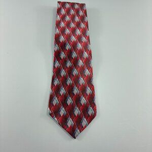 Rochester Couture Red / Grey Geometric Men's Extra Long Tie 4" x 65"